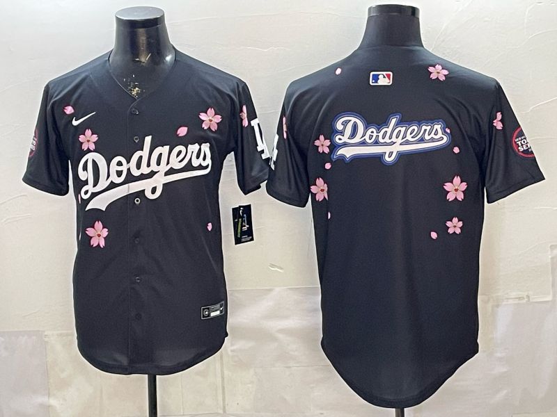 Men Nike 2026 Los Angeles Dodgers Blank Black Sakura Edition Game MLB Jersey 0011